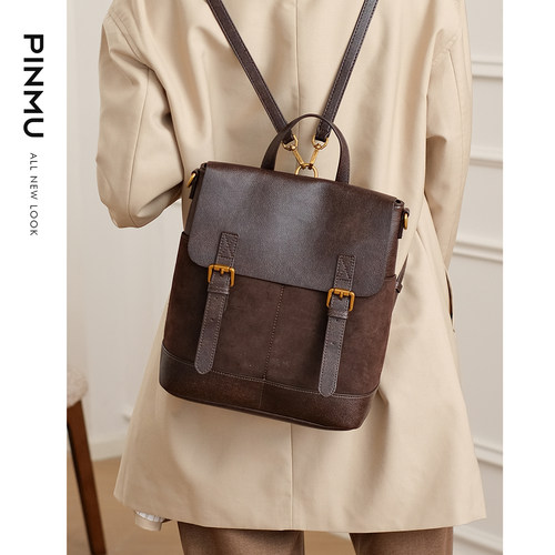 双肩包女2026新款复古通勤轻便大学生书包大容量旅游背包单肩斜挎 - 图2