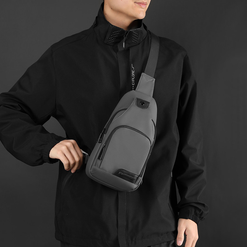 男士胸包多功能单肩包运动骑行小挎包小型背包牛津布多隔层斜挎包,淘宝优惠券,粉丝福利购,淘宝优惠卷