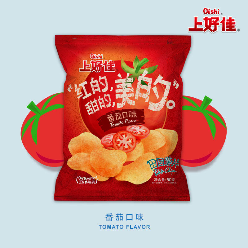 上好佳鲜虾片田园烤肉番茄口味薯片 oishi上好佳膨化食品