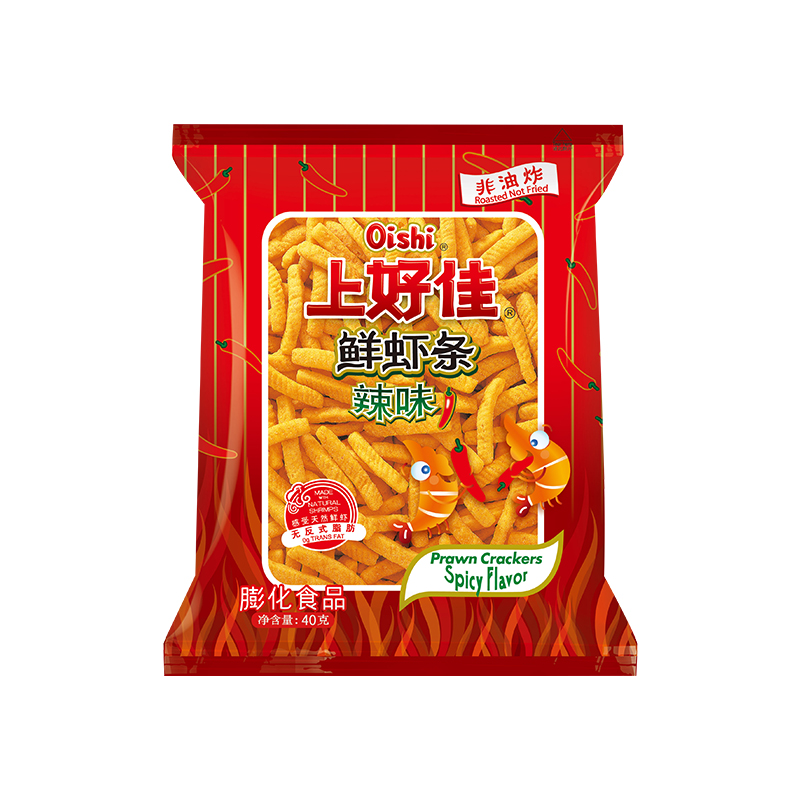 Oishi上好佳官方旗舰店辣味鲜虾条40g/袋休闲膨化食品零食小吃-图3