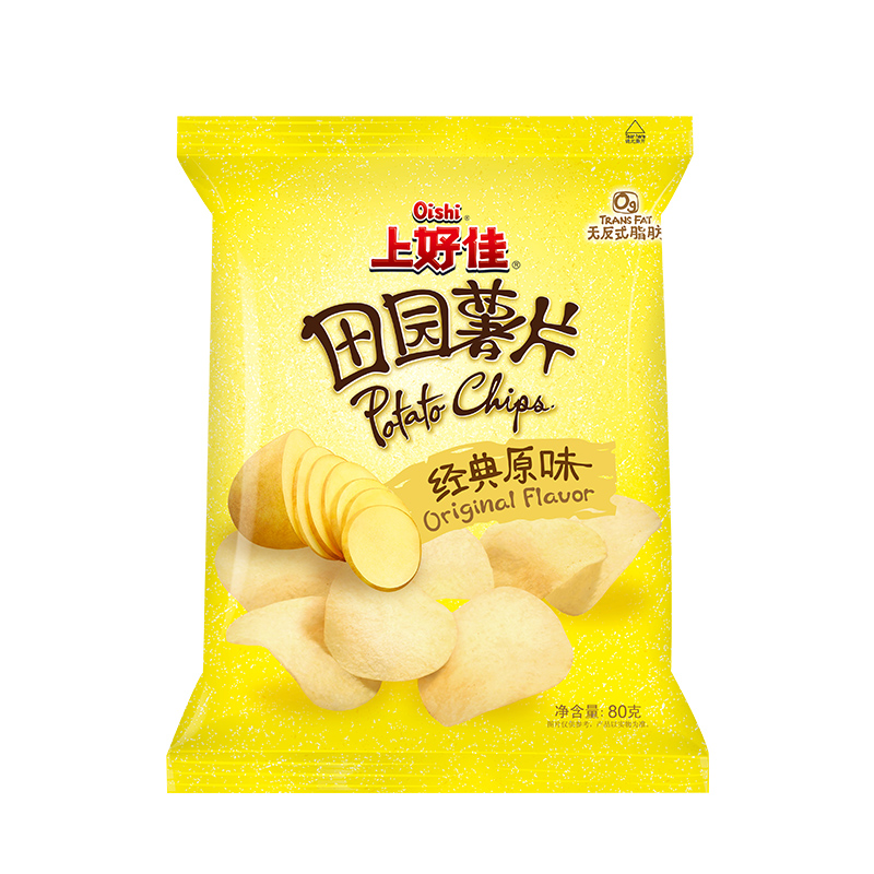 Oishi上好佳官方旗舰店 田园薯片80g/包经典原味薯片休闲零食小吃 - 图3