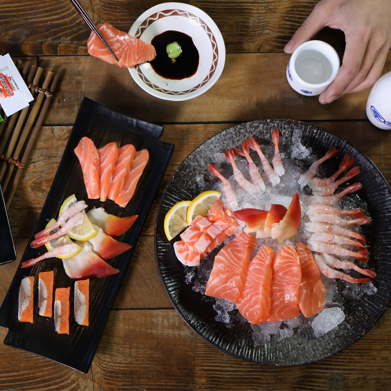 庶州农社旗舰店。新鲜三文鱼中段冰鲜三文鱼日料刺身生鱼片500   海鲜三文鱼腩整1