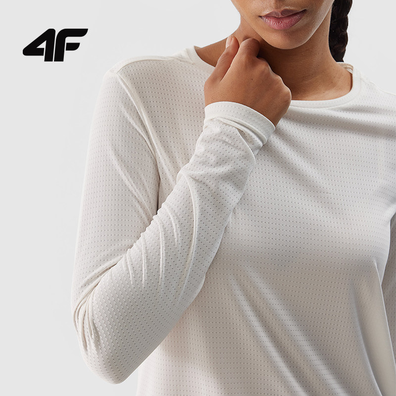 4F速干长袖T恤女款吸湿排汗跑步健身运动衫训练服夏季透气,淘宝优惠券,粉丝福利购,淘宝优惠卷