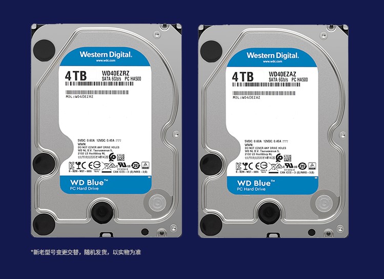 WD/西部数据 40EZAZ蓝盘 4T SATA6Gb_s 64MB台式机械硬盘全新-图1