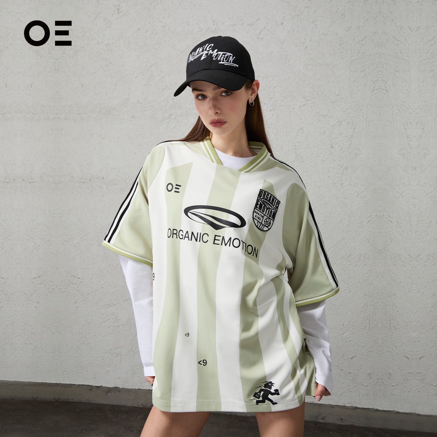 ORGANIC EMOTION球服设计复古足球服短袖T恤宽松印花情侣款球衣OE - 图2