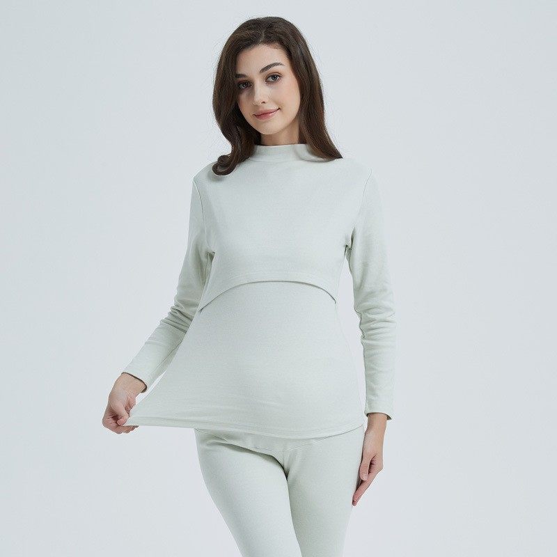 彩棉孕妇半高领哺乳秋衣秋裤套装喂奶上衣月子服纯棉中领加厚保暖,淘宝优惠券,粉丝福利购,淘宝优惠卷