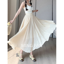 2024 Spring Autumn New Womens Dress Half Body Dress High Waist A Character Dress Large Swing Length Dresses Loose Lotus Leaf Side Skirts