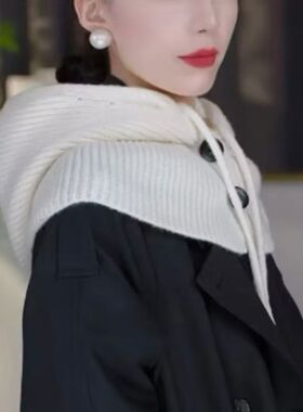 热销爆款】帽子围巾一体针织帽女