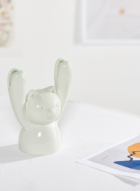 卡通可爱风举手小猪床头名片夹