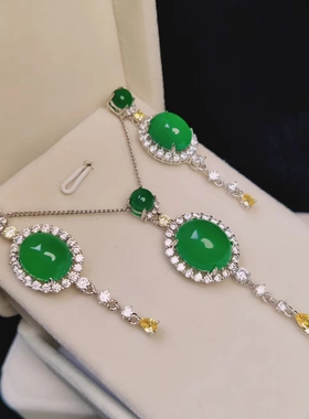 配证书绿玉髓耳环女士日韩风吊坠