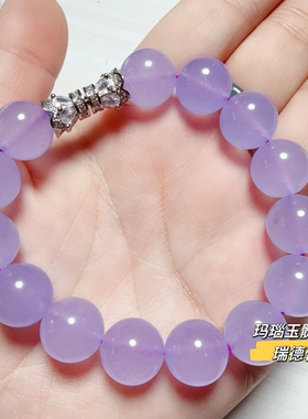 紫色玉手串石英岩玉手链新中式女