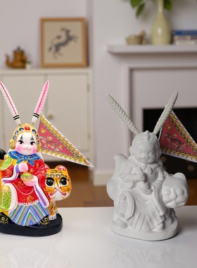 福兔祥泥人兔爷福兔祥老北京兔儿爷福兔祥兔爷传统手工泥塑摆件