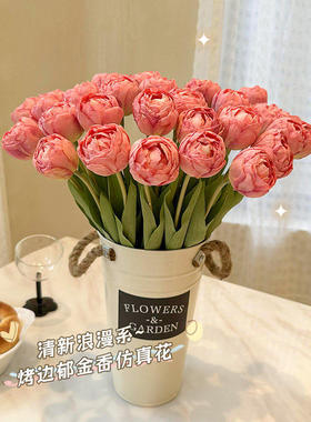 焦边郁金香彷真花假花摆