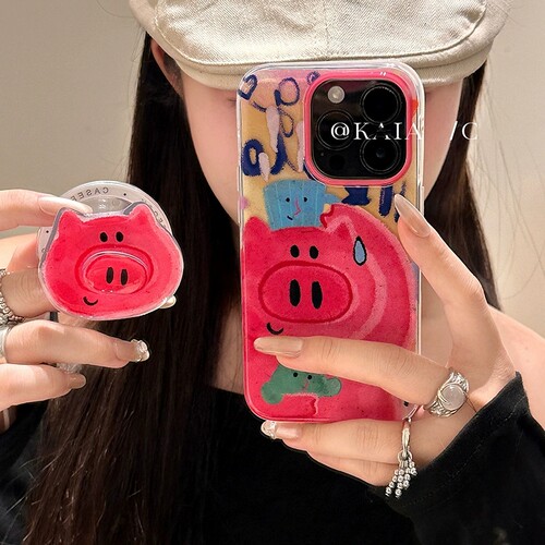 玫红小猪鼻子旋转磁吸支架适用X9C荣耀GT/300/magic8/80/90/X60PRO手机壳X50趣味400/200 lite畅玩60plus/x30 - 图3