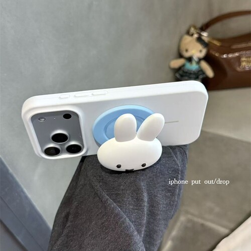 硅胶米菲兔磁吸支架适用A5/OPPO Reno14/13/12/11F/159手机壳Find X9/X8ultra/A98软壳A6pro/K13/A2/A58/A57 - 图3