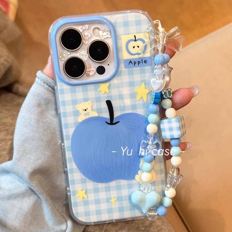 蓝格纹KT苹果适用OPPO手机壳FindX8S/X7ultra链条Reno14/13/15/8764/9/A5pro/K12/A57/A78双层imd/A2m/A3活力 - 图0