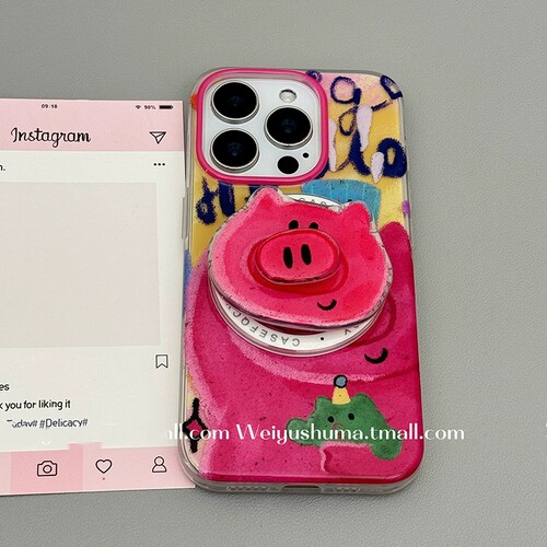 玫红小猪鼻子旋转磁吸支架适用X9C荣耀GT/300/magic8/80/90/X60PRO手机壳X50趣味400/200 lite畅玩60plus/x30 - 图0