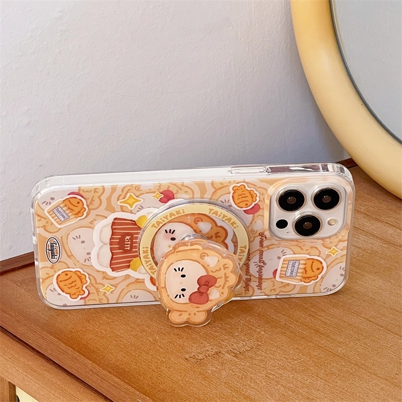 鲷鱼烧猫咪磁吸支架适用荣耀magic762/100pro/90/80GT/70/60se华为X40/300手机壳可爱X50i畅玩20女play8T/X9A,淘宝优惠券,粉丝福利购,淘宝优惠卷