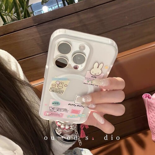 可爱兔子标签磁吸支架卡包适用A3i/OPPO A5/findx9/x8/X7手机壳reno15/12pro/11F/854卡通7SE/A78/A57软A93S - 图3