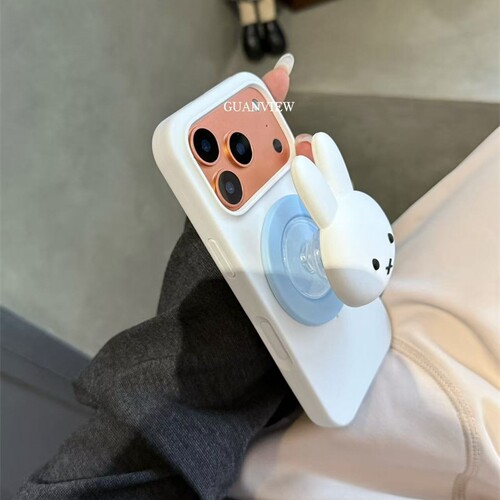 硅胶米菲兔磁吸支架适用A5/OPPO Reno14/13/12/11F/159手机壳Find X9/X8ultra/A98软壳A6pro/K13/A2/A58/A57 - 图2