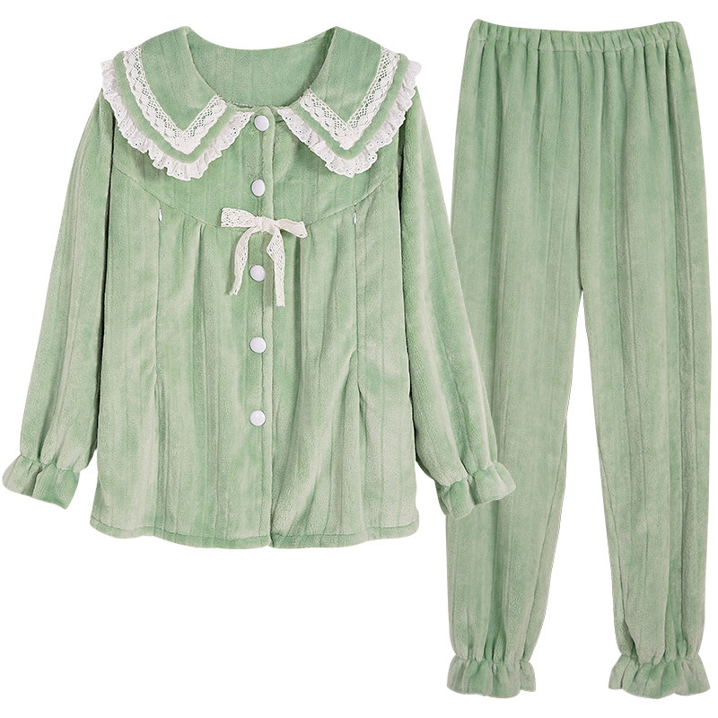 孕妇秋冬季加绒喂奶衣珊瑚绒睡衣 花瑞朵家居服套装