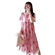 Váy ngủ nữ mùa hè ngắn tay phiên bản Hàn Quốc của sinh viên tươi mới thả lỏng đồ ngủ cỡ lớn in hình công chúa gió bông nhà quần áo mỏng - Đêm đầm