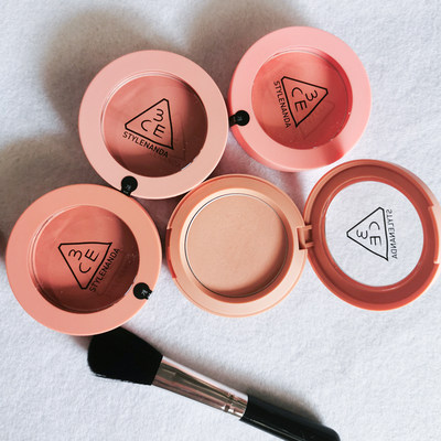 韩国3ce腮红南瓜裸米色rose Beige Nude Peach脏橘玫瑰粉单色腮红 虎窝淘