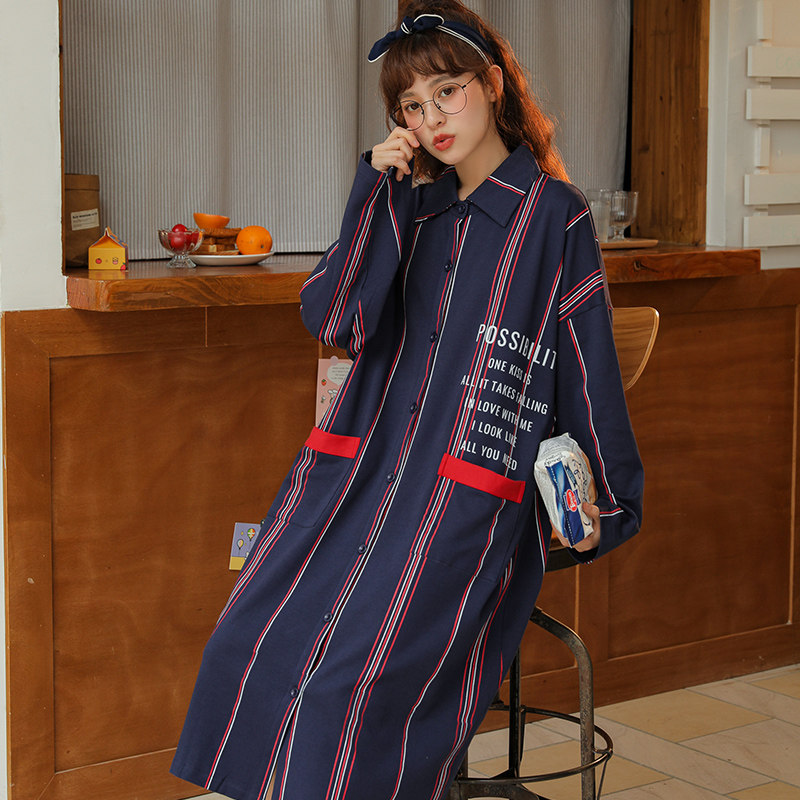 睡裙秋冬长款长袖纯棉日系可爱长裙 岱乐柔睡裙