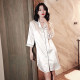 Shirtsan night skirt female boyfriend Feng white pajamas sexy wearing summer ice silk shirt simple home service spring and autumn