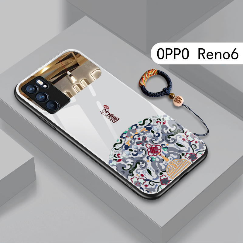 适用opporeno7手机壳reno9新款r17中国风2z国潮rono6pro+套rene8oppo镜面r15网红k9x女款5k情侣4se男3por玻璃 - 图2