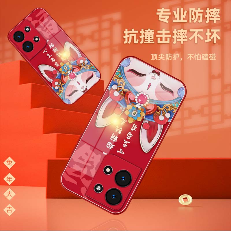 适用opporeno9手机壳新款reno8pro手机套oppo红色创意兔子rono7se原创高级感rene6por+可爱5k女款4p定制玻璃 - 图3