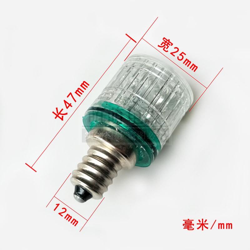 E12螺口LED指示灯泡12v24v30v110v220V设备报警灯三色灯交流AC红