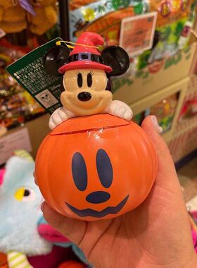 现货日本采购 万圣节限定包装迪士尼米妮米奇南瓜摆件 不含零食