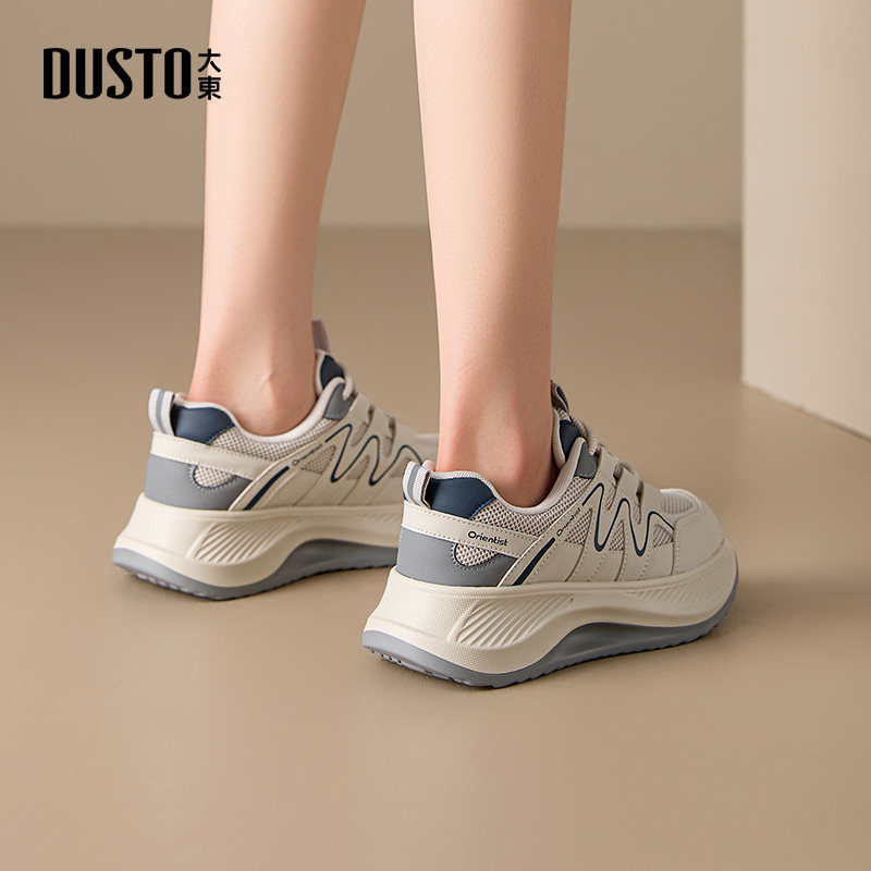 〖WP〗大东老爹鞋女鞋春季新款休闲平底高跟系带圆头拼色织带3263,淘宝优惠券,粉丝福利购,淘宝优惠卷