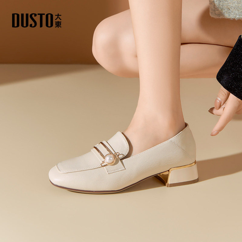 大东乐福鞋女鞋2026春季新款时尚休闲优雅粗跟中跟套脚方头Q0005,淘宝优惠券,粉丝福利购,淘宝优惠卷