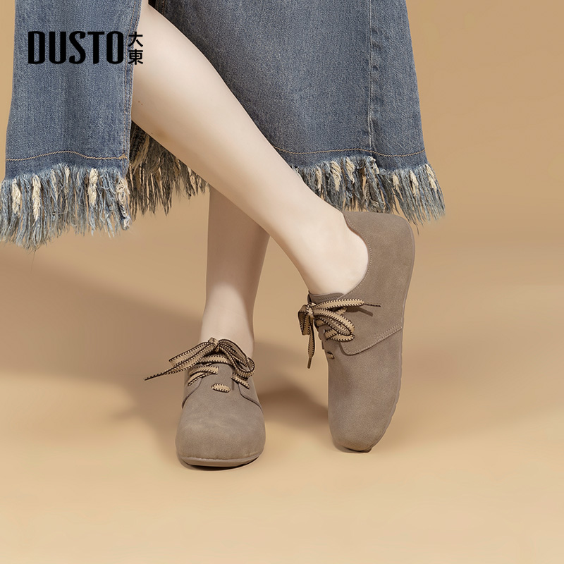 大东勃肯鞋女鞋2025秋季新款时尚甜美系带低跟圆头平底C0102 - 图2