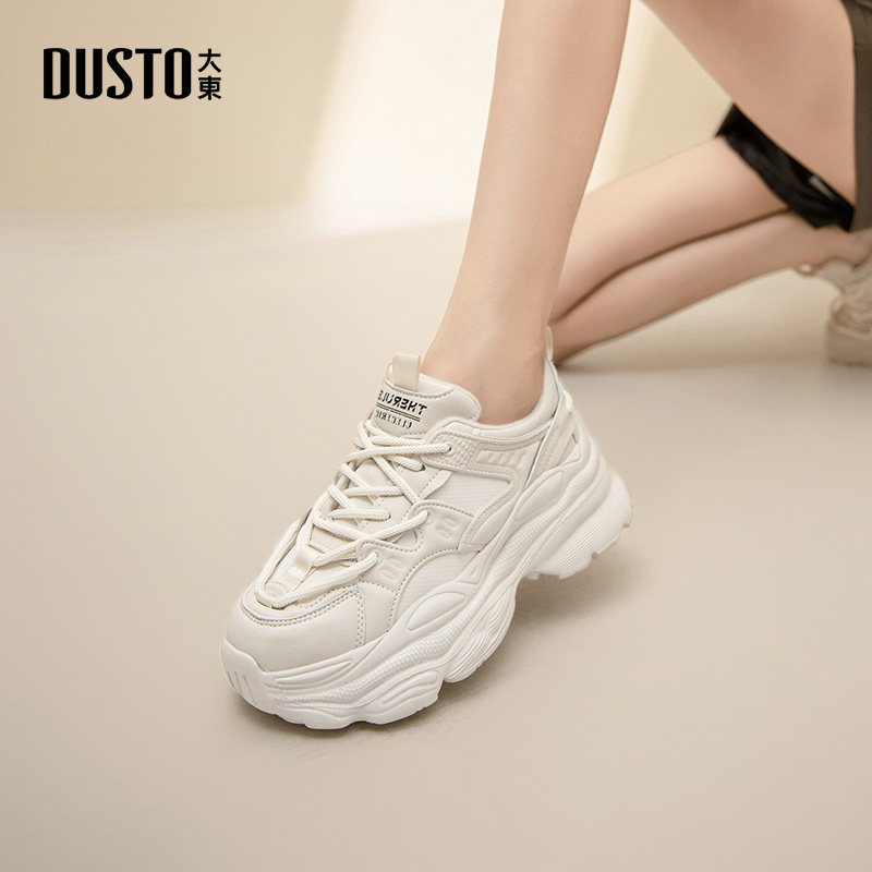 大东老爹鞋女鞋2025冬季新款时尚休闲平底高跟系带圆头简约D1381,淘宝优惠券,粉丝福利购,淘宝优惠卷