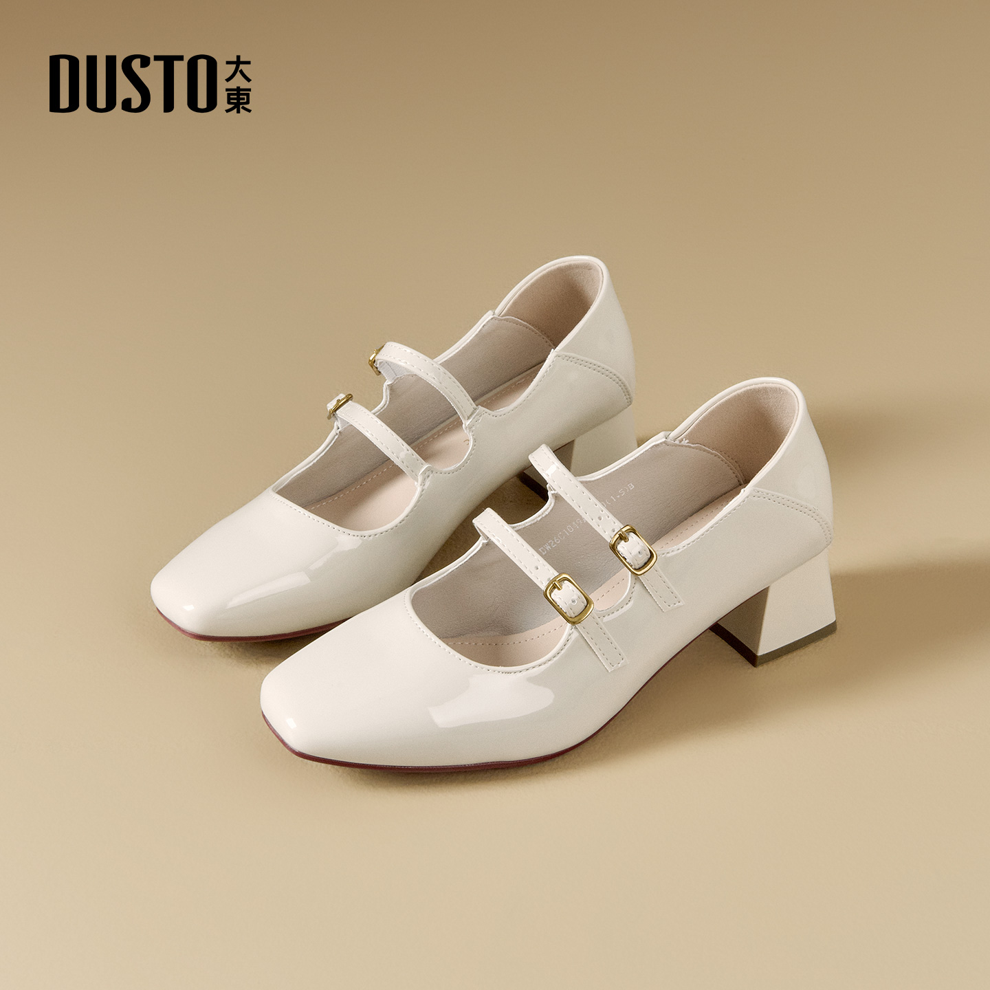 大东玛丽珍鞋女鞋2026春季新款优雅粗跟中跟套脚方头饰扣C1049 - 图2