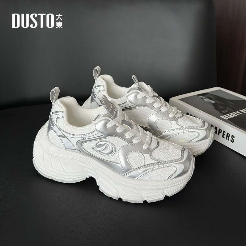 大东老爹鞋女鞋春季新款休闲平底系带银色蕾丝运动鞋0352,淘宝优惠券,粉丝福利购,淘宝优惠卷