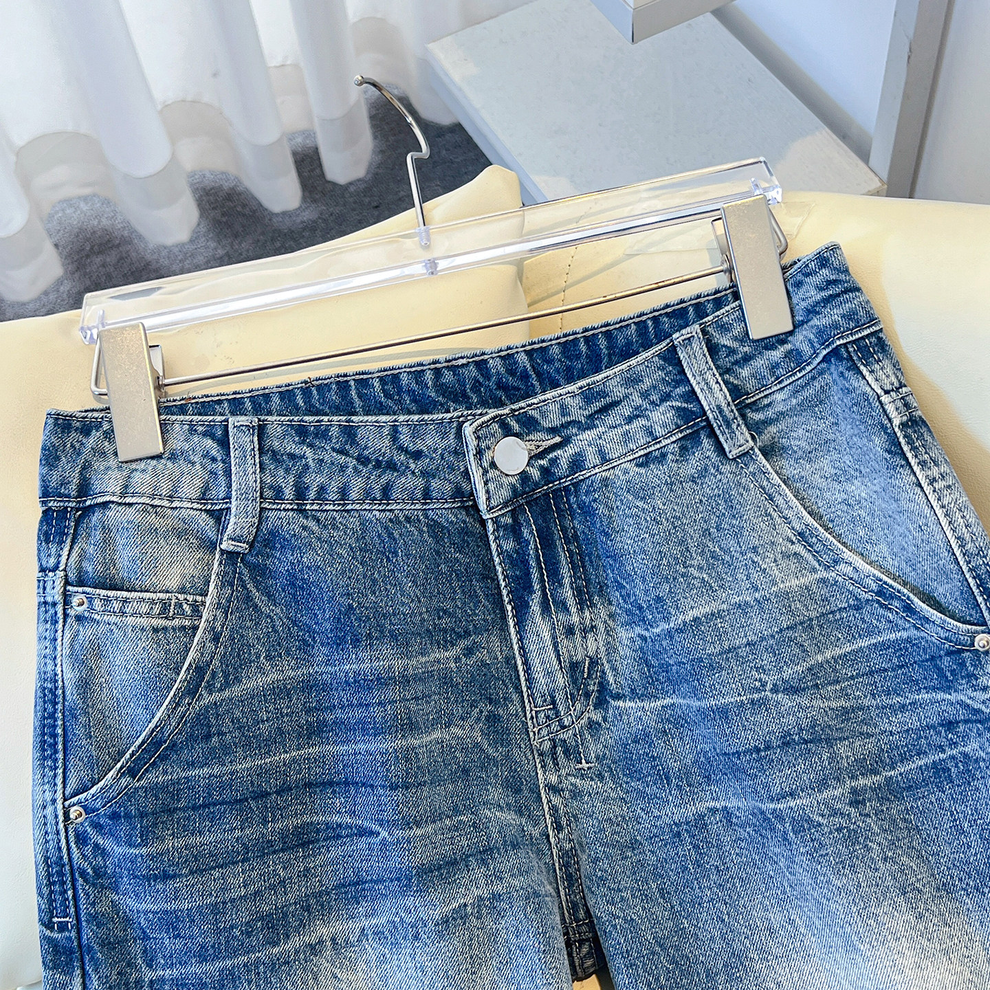 拉夏贝尔女款休闲牛仔喇叭裤深蓝低腰修身垂感显瘦微喇牛仔长裤子,淘宝优惠券,粉丝福利购,淘宝优惠卷