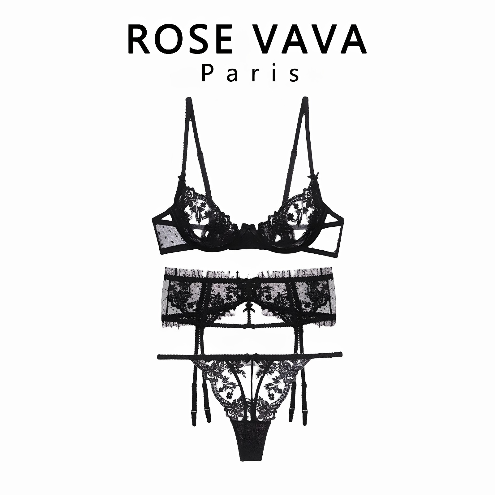 ROSE VAVA性感法式内衣透视蕾丝大胸显小防下垂女士文胸套装,淘宝优惠券,粉丝福利购,淘宝优惠卷