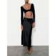 ZA summer new European and American style slim mid-length straight skirt high waist silk satin texture midi skirt 5427421