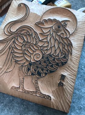 一品传统年画雕刻版拓印板酉鸡
