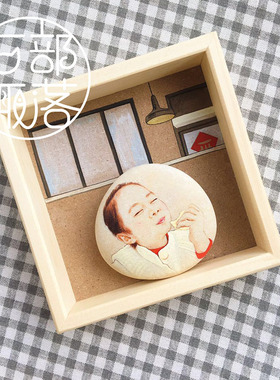 优选人物肖像来图定制手工 情人节520 七夕 摆件 石趣部落手绘石