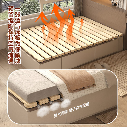 榻榻米床架实木排骨架床垫地铺透气防潮神器床板可折叠松木床架子 - 图2