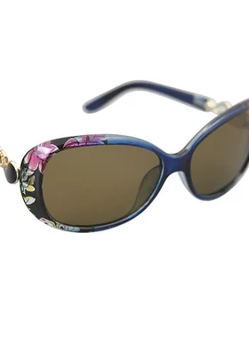 太阳眼镜眼镜石头水晶眼镜平光中老年妈妈款便携护目茶色时尚