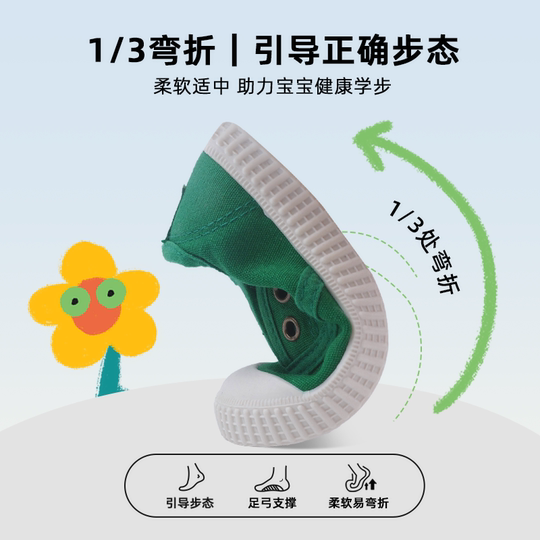 TOPSTAR children's canvas shoes, boys' white shoes, kindergarten indoor shoes, girls' autumn soft-soled baby cloth shoes