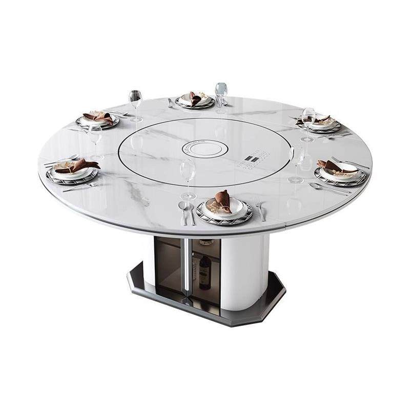 多功能岩板组合餐桌伸缩电磁炉一体现代简约家用圆形转盘大小户型,淘宝优惠券,粉丝福利购,淘宝优惠卷