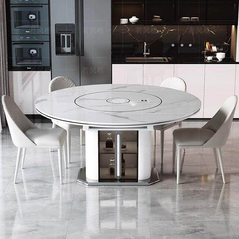 多功能岩板组合餐桌伸缩电磁炉一体现代简约家用圆形转盘大小户型,淘宝优惠券,粉丝福利购,淘宝优惠卷