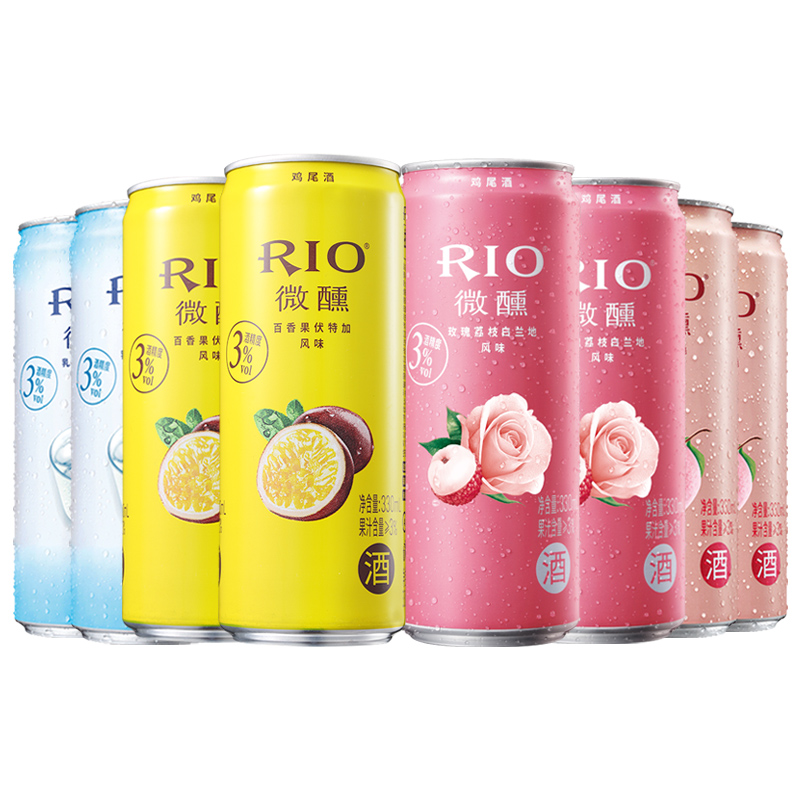 锐澳师捷专卖店RIO锐澳微醺预调鸡尾酒套装清甜少女组合330ml*8罐果酒现货包邮3